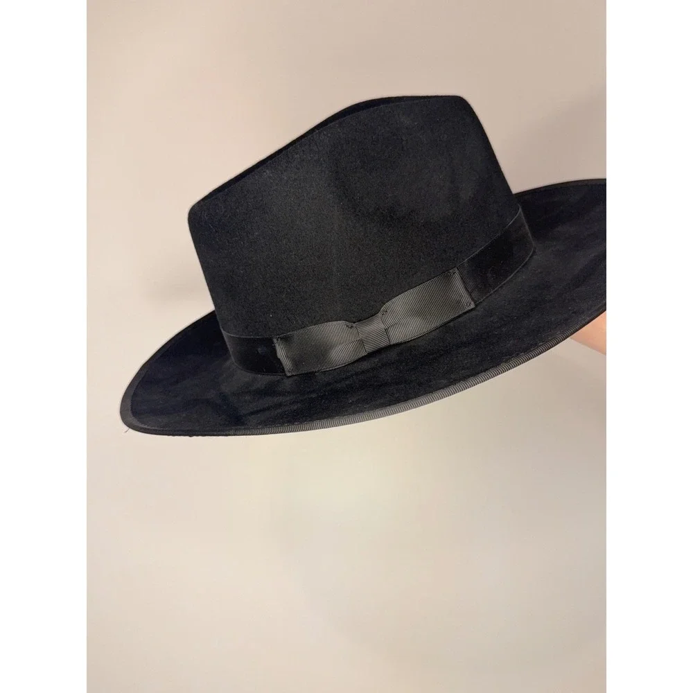 Gigi Pip Black Monroe Rancher Fedora Hat 57cm
